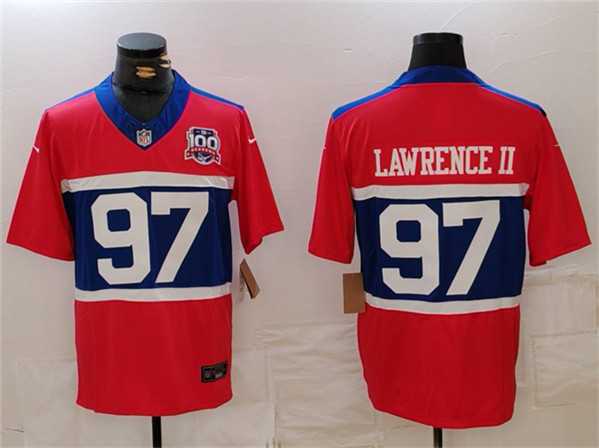 Men's New York Giants #97 Dexter Lawrence II Century Red 100TH Season Commemorative Patch Limited Stitched Jersey,We sell and wholesale Men's New York Giants #97 Dexter Lawrence II Century Red 100TH Season Commemorative Patch Limited Stitched Jersey on line form chian!